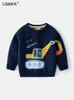 Pull LJMOFA Automne Bébé Garçons Chandails Manteau Enfants Tricot Pulls Tops Bande Dessinée Pelle À Manches Longues Enfant Tricots D179 230608