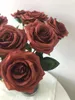 Fiori decorativi 10 pezzi rose artificiali arancione ruggine finto di seta a stelo lungo per bouquet da sposa decorazioni per la casa