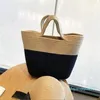 Bolsos de lona de diseñador, bolsos de cubo portátiles para la playa de verano, bolso de mano para mujer, bolso de cesta tejido de cuerda de algodón de gran capacidad a la moda