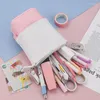 Estojo de lápis retrátil criativo porta-caneta de cor sólida bolsa organizadora de presentes para crianças estudantes escola papelaria bolsa de armazenamento Kawaii