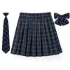 Gonna a pieghe scozzesi con cravatta Papillon XS 5XL Harajuku Preppy Mini Uniformi scolastiche giapponesi Ragazze Estate Jupe Kawaii p230608