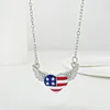 Pendant Necklaces Hip Hop American Flag Necklace For Women Men Fashion Punk Colorful Enamel Crystal Heart Party Gift Jewelry