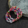 Braccialetto di argilla polimerica Strand LOVE Letter per le donne Boho Beads Heishi Disc Gioielli elastici 2023 3 pezzi / set
