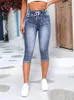 Jeans da donna 2023 Summer Women # 039; s Elastico in vita Fashion High Stretch Skinny Calf-Length Denim Pencil Pants Abbigliamento femminile casual