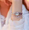 Relógios de pulso BS relógios mulheres luxo rosa ouro prata pulseira relógio de pulso senhoras liga simples relógio de quartzo casual