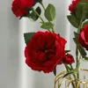Decoratieve Bloemen Kunstrozen Met Bladeren Grote Rozenkop Nep Zijde Tak Voor DIY Bruiloft Thuiskantoor Lente Tuin Decor