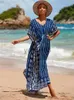 Casual Kleider Kaftan Stickerei Strand Cover up Saida de Praia Badeanzug Frauen Bikini cover up Tuniken für Strand Pareo Sarong Beachwear Q1193 J230609