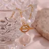 Collane con ciondolo Perle d'acqua dolce barocche OT Chiusura a catena Accessori per gioielli in acciaio inossidabile Collare Accessori Para Mujer