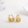 Orecchini a cerchio creativo cesto di fiori in metallo cavo fibbia dell'orecchio ciondola per le donne dichiarazione di colore oro orecchino geometrico gioielli coreani