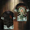 Men's T Shirts Chinese Style Men's Dunhuang Feitian Short-Sleeved Ice Silk Quick-Drying Black Casual T-Shirt 2023 Summer All-Match