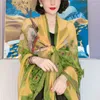 Foulards 1Pc 130X180Cm Style Chinois Femmes Mode Écharpe D'été Voyage En Plein Air Soleil Protection Châle Exquis Motif De Paon