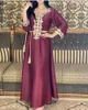 Ethnic Clothing Eid Embroidered Moroccan Oriental Dress Evening Party Kaftan Women Belted Arabic Gown Islamic Caftan Muslim Abaya Ramadan