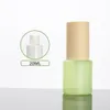 20 ml 30 ml 40 ml 60 ml 80 ml 100 ml 120 ml Green Frosted Glass Cream Jar Mist Spray Lotion Pompfles met simulatie houten deksels