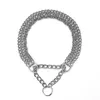 Halträning Big Dog Collar Metal Pet Chain Choke Three Row P Chain för stora hundar Rostfritt stål Pitbull Justerbara hundkrage