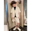 Костюма для детского летнего с коротким рукавом набор 2023 Boys Blazer Shorts 2 PCS Clothing Kids Performance Party Costume 230608