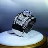 Pierścionki ślubne 925 Sterling Srebrny luksus AAA White Cyrron zaangażowanie dla kobiet mężczyzn Trenda żeńska biżuteria męska impreza urodzinowa 230608