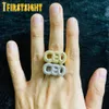 Cluster Rings Gold Silver Color Hip Hop Rectangle 5A Zircon Men Ring Famous Brand Iced Out Micro Pave Cz Heart Big Size Jewelry 230608