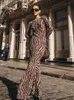 Basic Casual Dresses Autumn Elegant Zebra Print Maxi Dress For Women Sexy See Through Long Sleeve Bodycon Club Party Dress Spring Casual Dress 230608