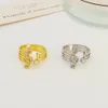 Wedding Rings Korean Fashion Microset Zircon Music Note Women Adjustable Trend Statement Finger Jewelry Decoration 230608