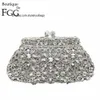 Borse a tracolla Boutique De FGG Corona di fiori Minaudiere Pochette Borsa da sera in cristallo argento Borsa da ballo per donna Pochette da sposa Borsa da sposa