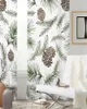 Curtain 1/2pcs Pine Cones Christmas Tulle Curtains For Living Room Kitchen Transparent Sheer Home Decor Voile Drapes