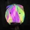 BeanieSkull Caps Colorful Reflective Light Baseball Cap Adjustable Hip Hop Hats WomenMen Rainbow Night Club Hat Streetwear 230608