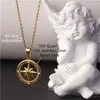 Pendant Necklaces Goth Zircon Round Compass Necklace For Women Stainless Steel Gold Color North Star Pendants Sailing Jewelry Gift