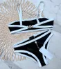 Women Black High-Waist Bikini Set Camis Designer Beach Wear Swimsuit