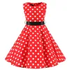 Flickas klänningar barn sommar ärmlös polka dot blommor prestanda klänning retro kläder stora flickor mode party vestido princesa 230609