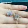 Wedding Rings PANSYSEN 925 Sterling Silver Emerald Cut Simulated Diamond for Women Luxury Proposal Engagement Ring 230608