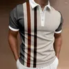 Herrpolos klassiska mäns polo skjorta sommarränder korta ärm t-shirts casual affärsknapp toppar tee mode skjortor man kläder