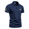 Herenpolo's Zomer Outdoor Militaire Stijl Korte mouwen Revers T-shirt Casual Knop Zakelijk Effen Kleur Poloshirt 230609