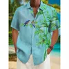 Hawaiian men's lapel shirt short sleeved casual Harajuku coconut print oversized T-shirt new collection