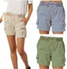 Shorts Femininos Calças Curtas Femininas de Verão Cintura Elástica Soltas Mulheres Bolsos Casuais ALine Cargo Candy Color Roupa de Casa Geral 230608