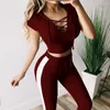 Conjunto de 2 conjuntos de calças femininas de duas peças, agasalho feminino, decote em V, roupas esportivas, listradas, ativo, com capuz, roupas esportivas