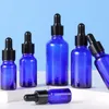 Flacon compte-gouttes vide en verre bleu cobalt 5-100ml avec Pipptte pour huiles essentielles aromathérapie Eliquid Erfaf