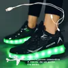 Athletic Outdoor 2740 USB Charging Children Sneakers With 2 Wheels Girls Boys Led Shoes Kids Roller Skate 230608