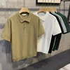 Polos pour hommes été apring tricoté couleur unie Texture à carreaux revers POLO ample de haute qualité manches courtes hommes T-Shirt à manches