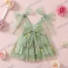 Sukienki dla dziewcząt sukienka dla dzieciaków dziewczyna Summer Floral Bow Bow Buse Thance Ubrania E1236 230608