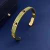 Модный зеленый полный бриллиантовый дизайнерский браслет Love Bracelet для мужских женщин Золотая манжета Браслет подарки