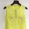 Casual Dresses S-Ef-Portrait Lace Mini Dress Round Neck Sleeve Mini Dress for Women Yellow New