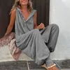 Kvinnor Jumpsuits Rompers Beach Crosspants PlaySuit Fashion Loose Solid Sleeveless Hooded Romper Streetwear Vintage Button Jumpsuit Summer Women Causal 230609