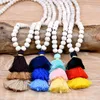 Hänge halsband kvinnor handgjorda halsband trä pärlor tofs mode bohemiska smycken gåvor 9 färger