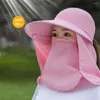 Chapeaux à large bord Femme Cap Anti-ultraviolet Respirant Sunhat Sun Hat Summer Face Cover
