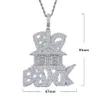 Naszyjniki wiszące lodowe Bling ciężka gruby cZ litera duży bank Naszyjnik sześcien cyrkonu symbol urok Men Hip Hop Jewelry 230608
