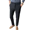 Męskie spodnie Białe pionowe paski garnituru Mężczyźni Niebieskie czarne spodnie moda Slim Pant Business Pantelones Hombre Autumn Steps 230609