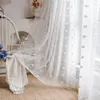 カーテンボーホーセミシアーカーテンポンポムタフチドファームハウステクスチャテクスチャドロッドロッドポケットウィンドウベッドルームリビングルームの装飾のためのドレープ