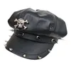 BeanieSkull Caps Young Fashion Wild Hat Punk Rock and Roll Berretto in pelle Cat Long Rivet Casual Short Brim 230608