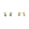 Pendientes de botón Joyería al por mayor Moda Color oro Mujeres Brincos De Prata CZ Crystal Solitaire Earings