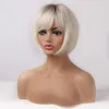 NXY Blonde Ombre Court Bob Perruques pour Femmes Cheveux Naturels Synthétiques Haute Température Fibre Cosplay Perruque Résistant À La Chaleur 230619